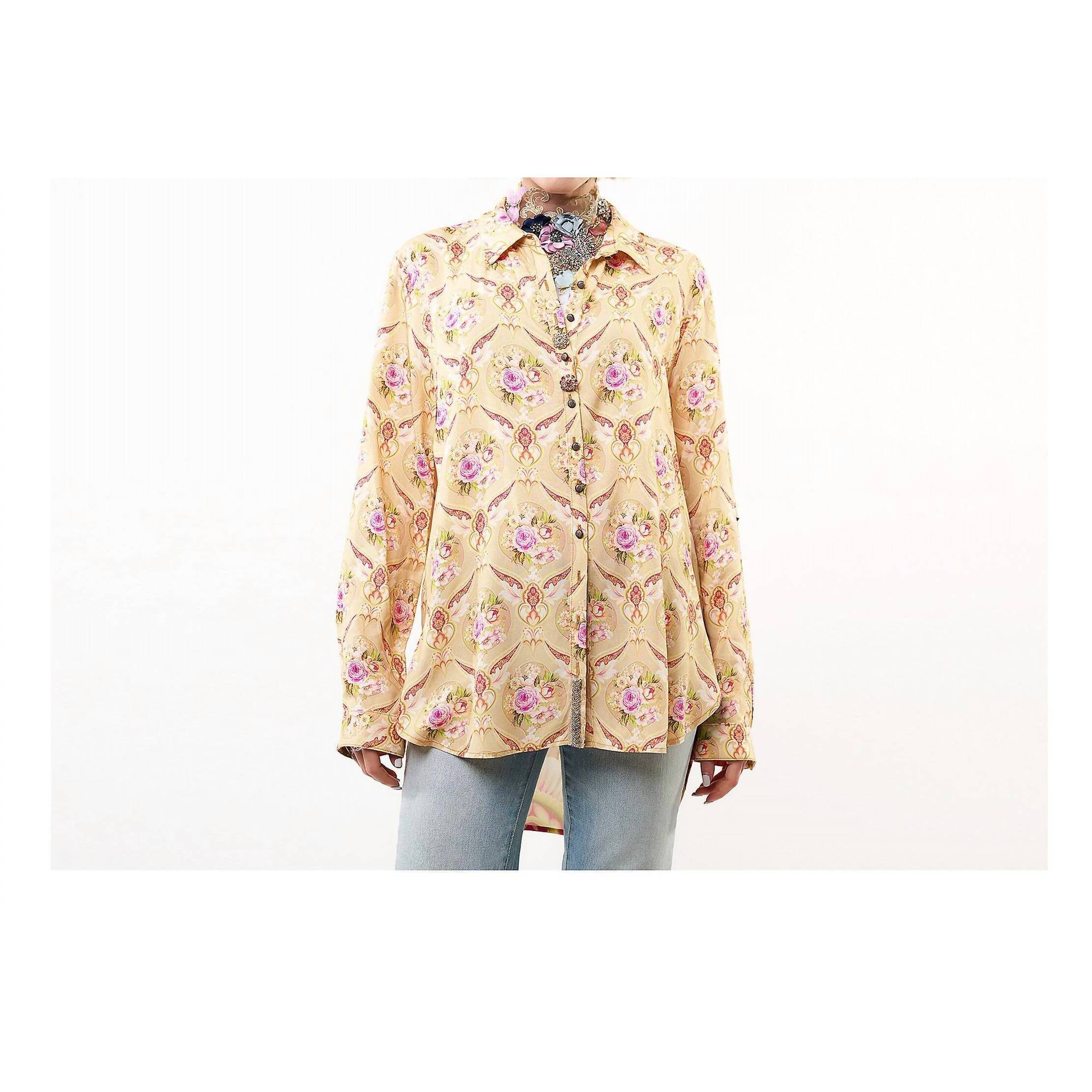 New Aratta Golden Girl Button-Front Collared Shirt In Faded Gold